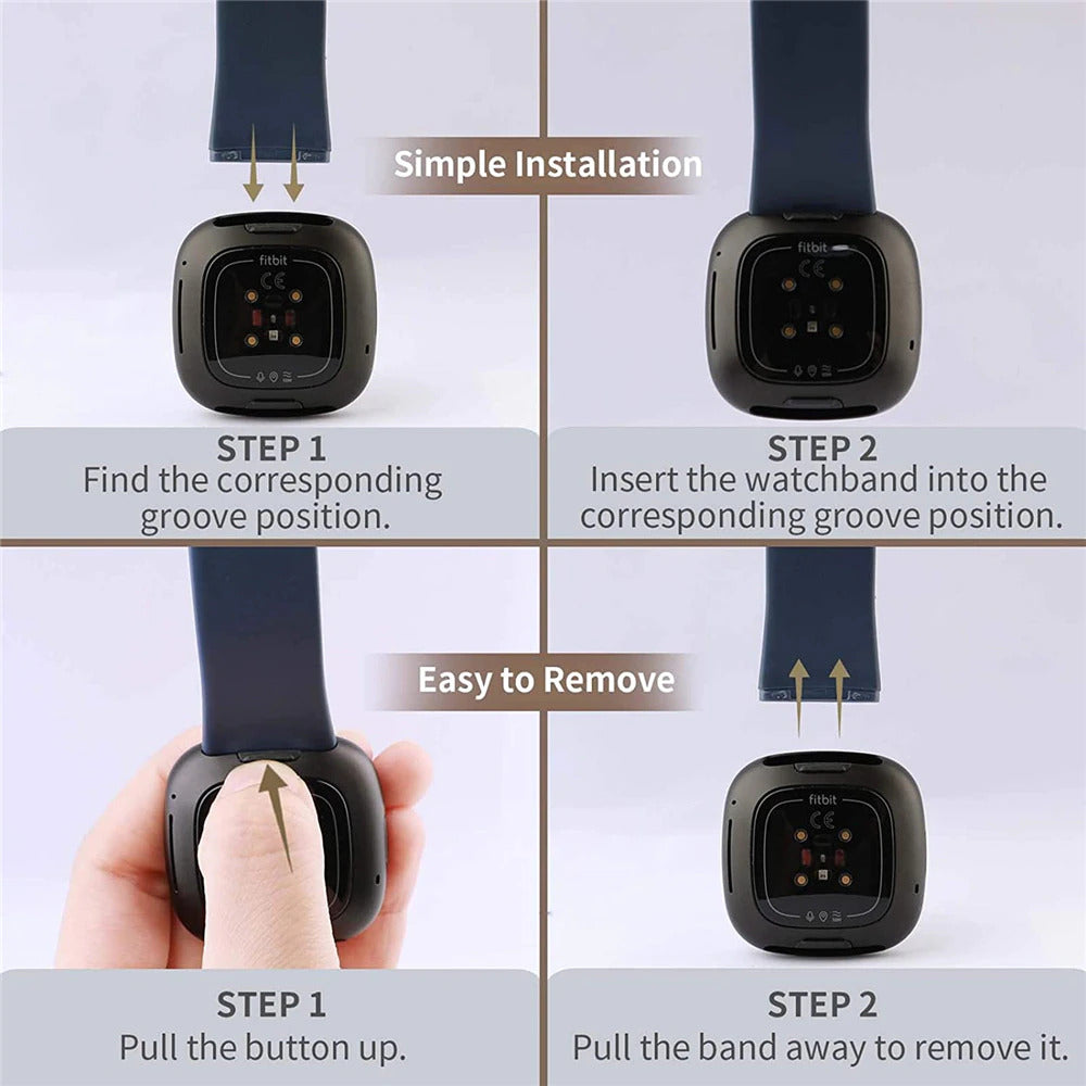 Fitbit Versa 3 / Fitbit Sense Soft TPU Sport Replacement Wristband - NAVOR