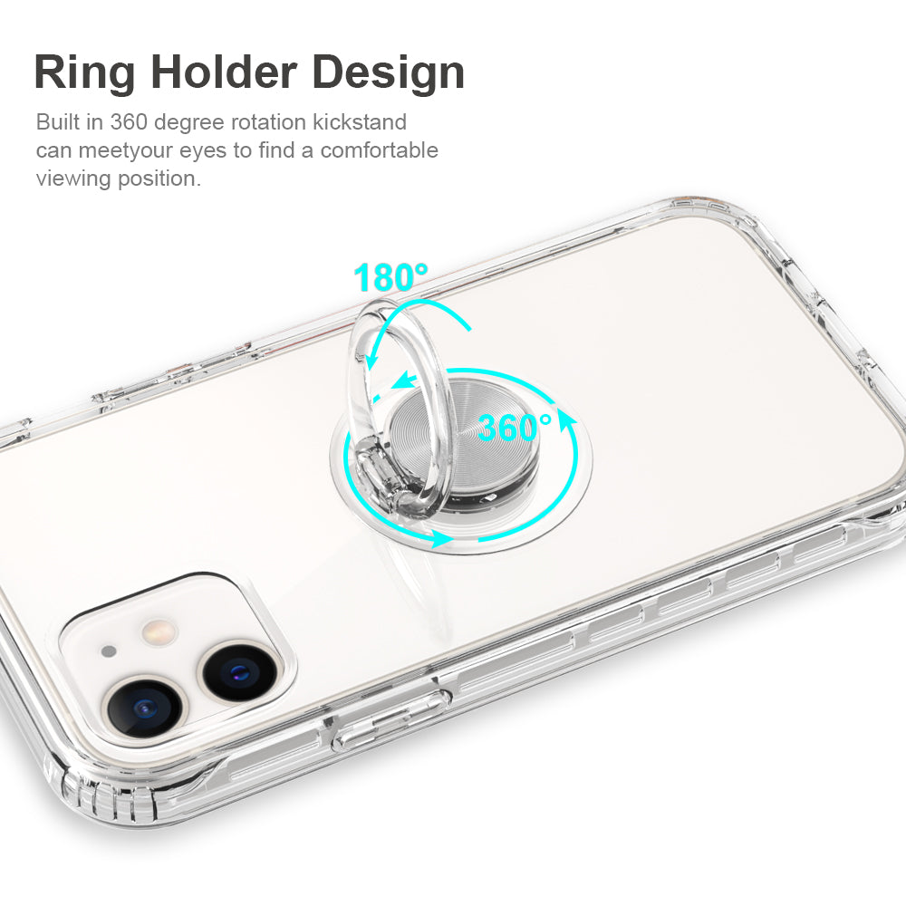 Clear Case for iPhone 12 [6.1"] with Metal Ring Stand - NAVOR
