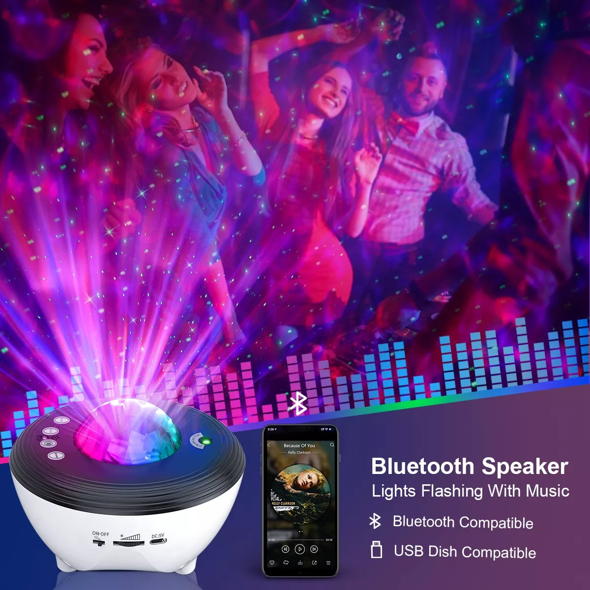 navor Aurora Projector Light with Remote Control, Timer, Built in Speaker, App Control
