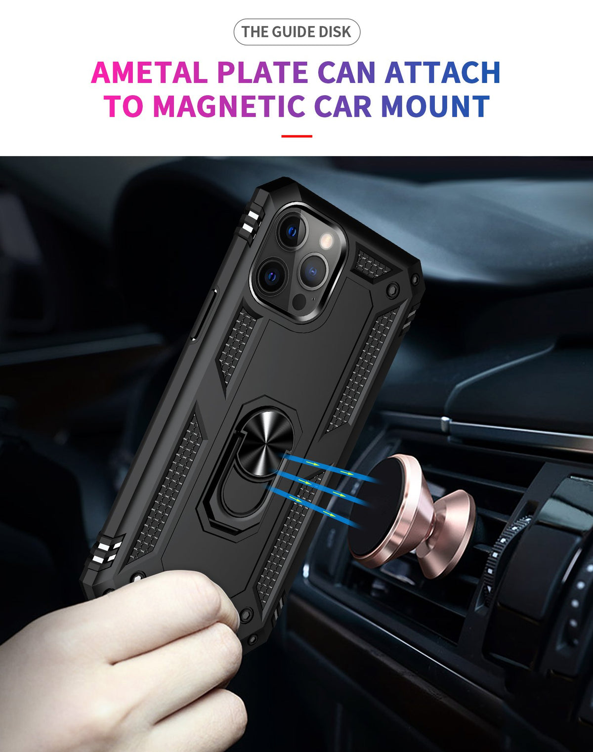 Navor Universal Car Mount & Military Bumper Hard Case for iPhone 12 Pro Max 6.7 inches - NAVOR