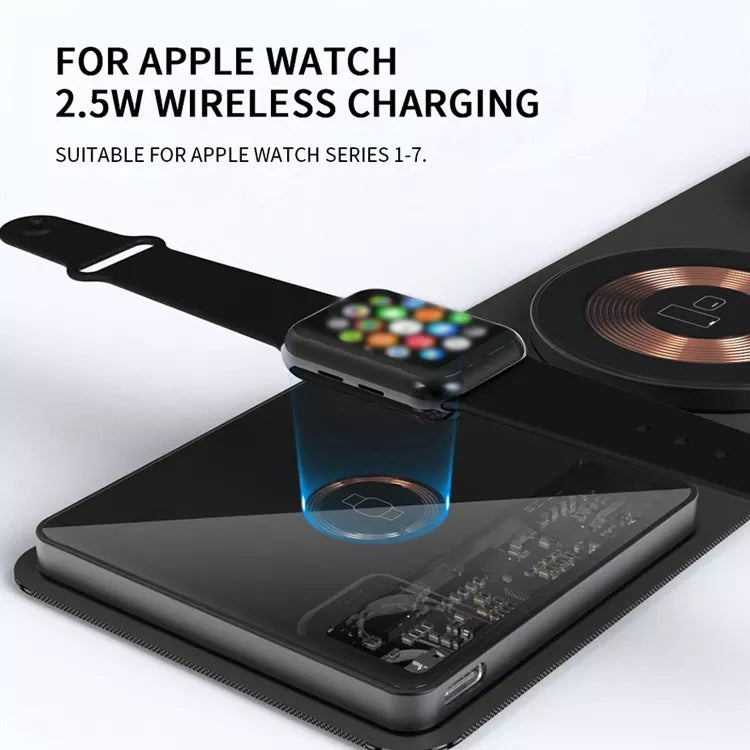 navor 3 in 1 Foldable Wireless Charger, For Phone, iWatch, Airpods