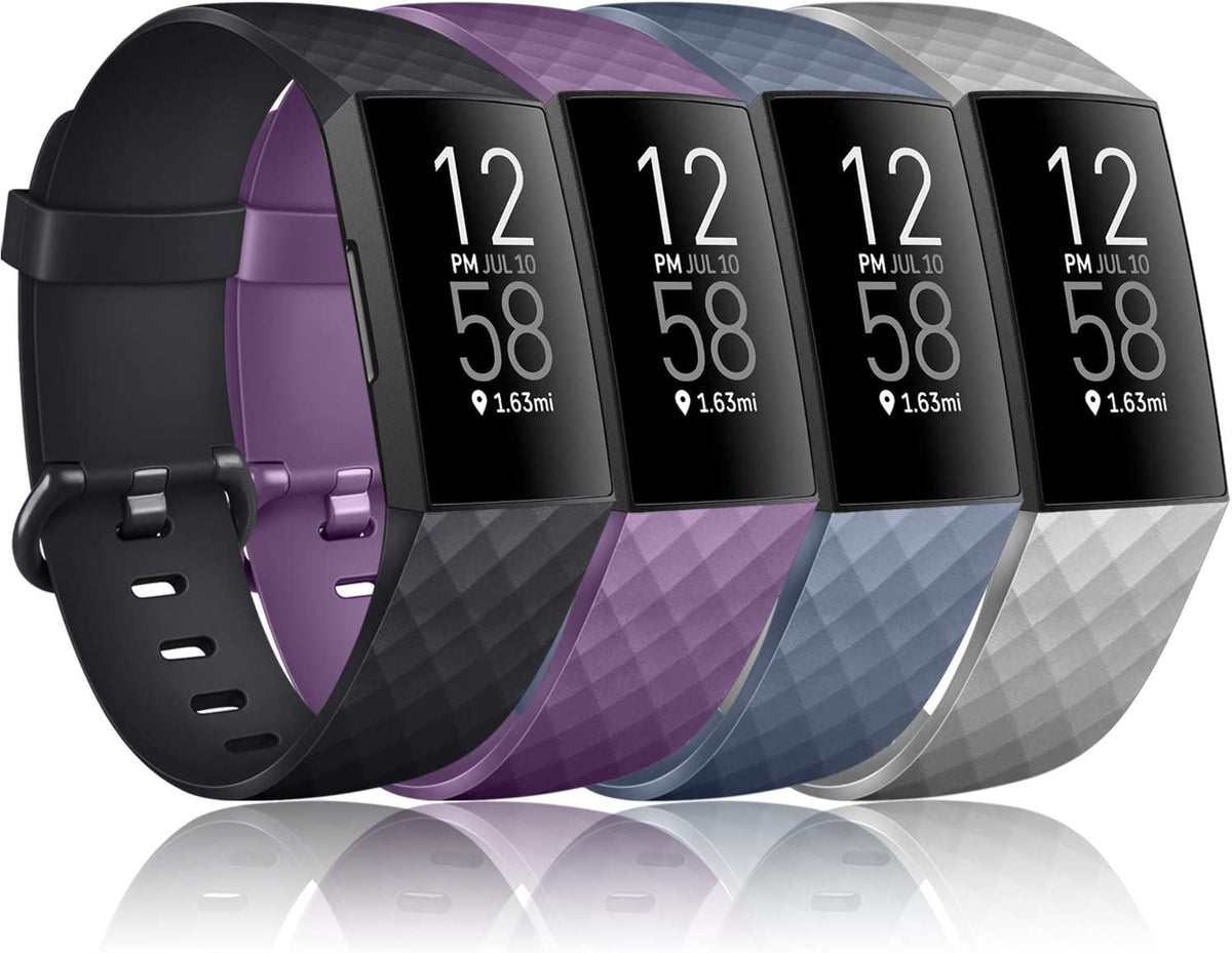 4 Pack Fitbit Charge 3 / 4 Bands Soft Replacement Wristband - NAVOR