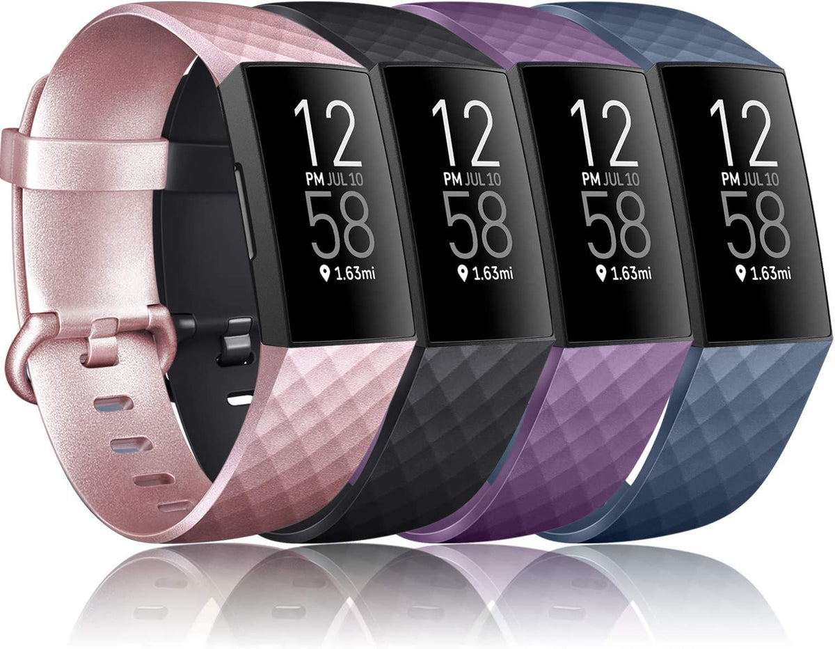 4 Pack Fitbit Charge 3 / 4 Bands Soft Replacement Wristband - NAVOR