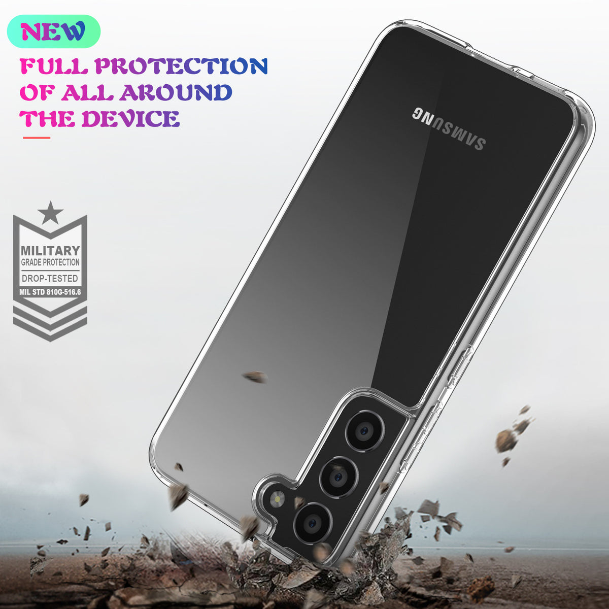[5-in-1 Pack] Slim Clear Case for Galaxy S22 5G 6.1” with Camera Lens and Screen Proetctors - NAVOR