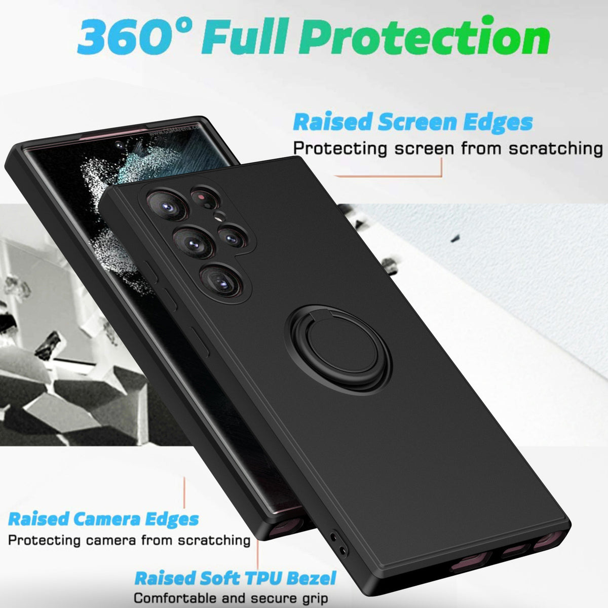 Samsung Galaxy S22 Ultra Case with Ring Kickstand, Car Mount Feature - NAVOR