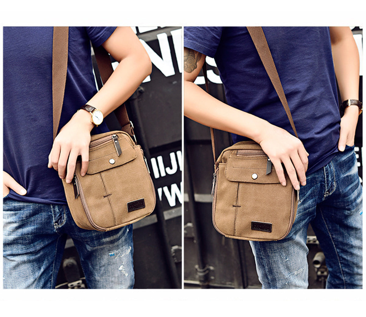 Men's Small Vintage Multipurpose Canvas Shoulder/ Messenger Bag - NAVOR