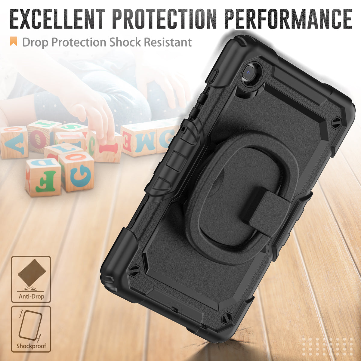 navor Galaxy Tab A7 Lite 8.7” 2021, 360 Kickstand Case [BLACK]