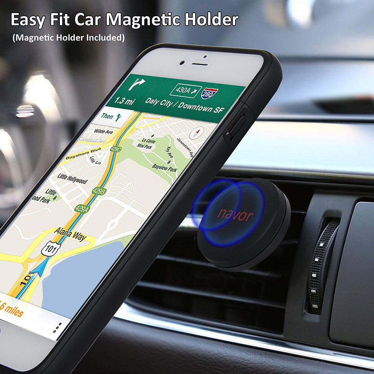 Navor Magnetic Extended Protective Battery Case 3000mAh for iPhone 6, 7, 8 & Car Holder - NAVOR