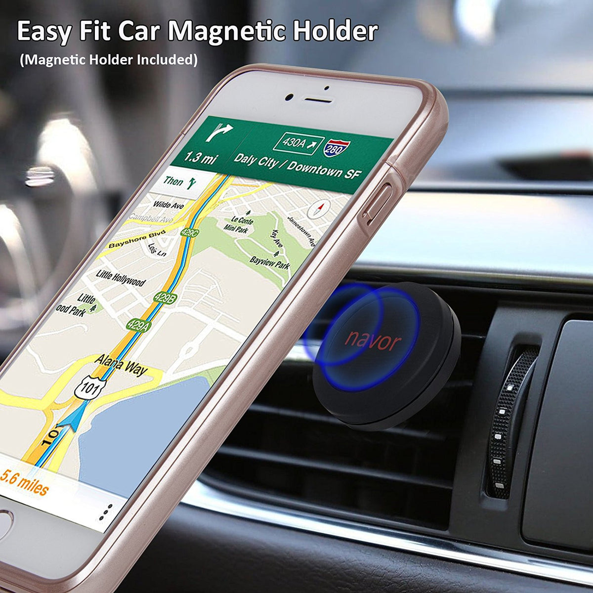 Navor Magnetic Extended Protective Battery Case 3000mAh for iPhone 6, 7, 8 & Car Holder - NAVOR