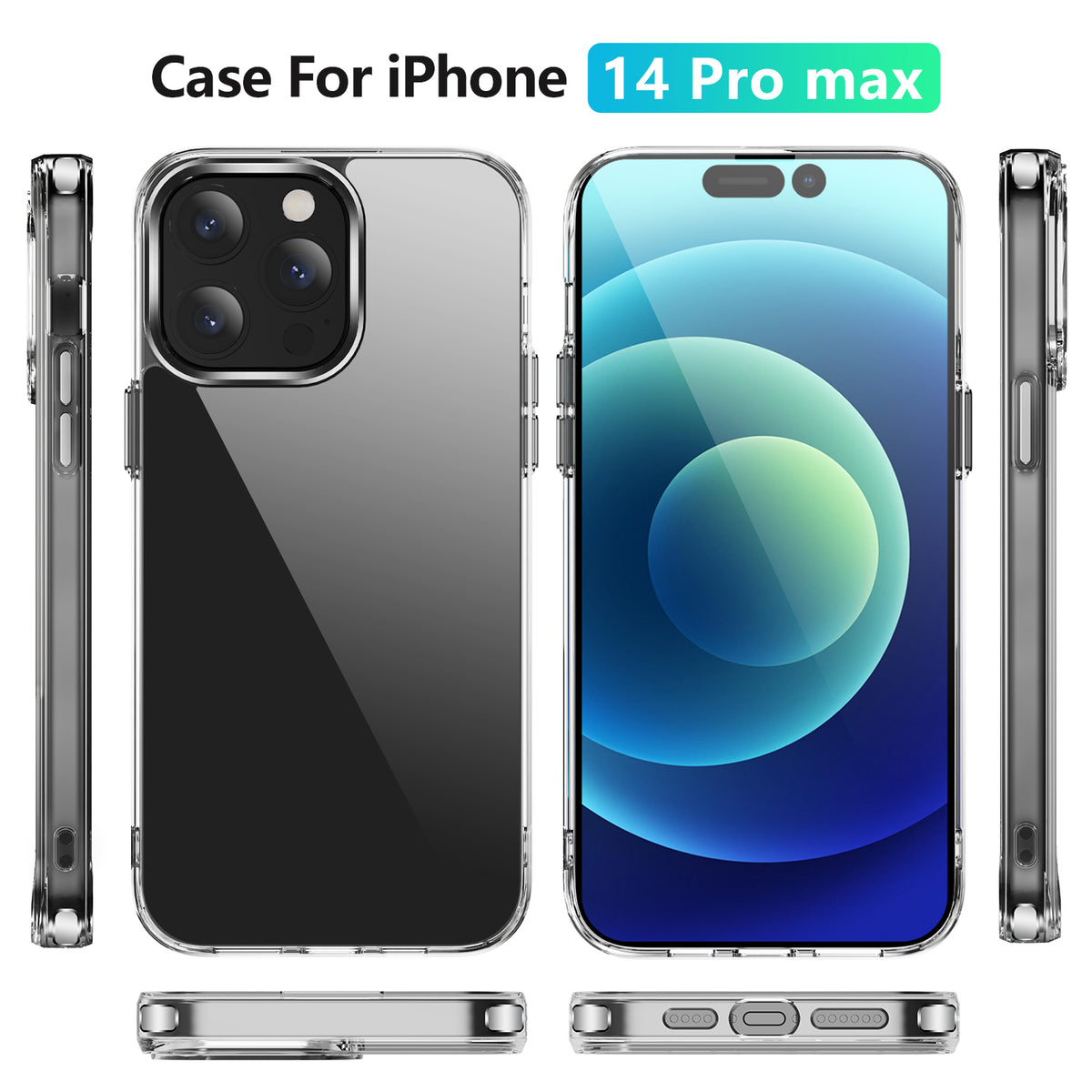 Hybrid Clear Case for iPhone 14 Pro Max Case- 6.7 Inch PC + TPU Crystal Clear Cover - NAVOR