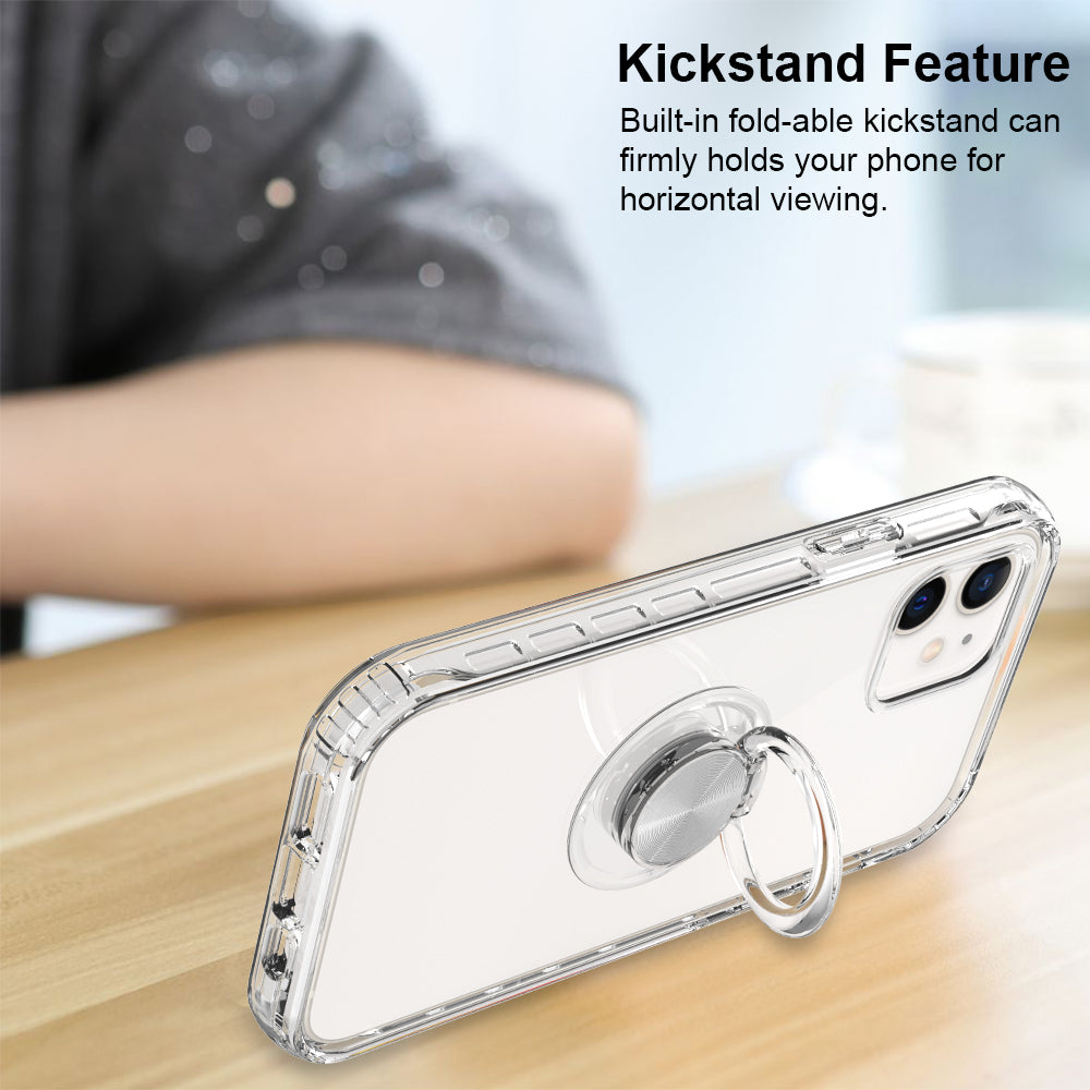 Clear Case for iPhone 12 [6.1"] with Metal Ring Stand - NAVOR