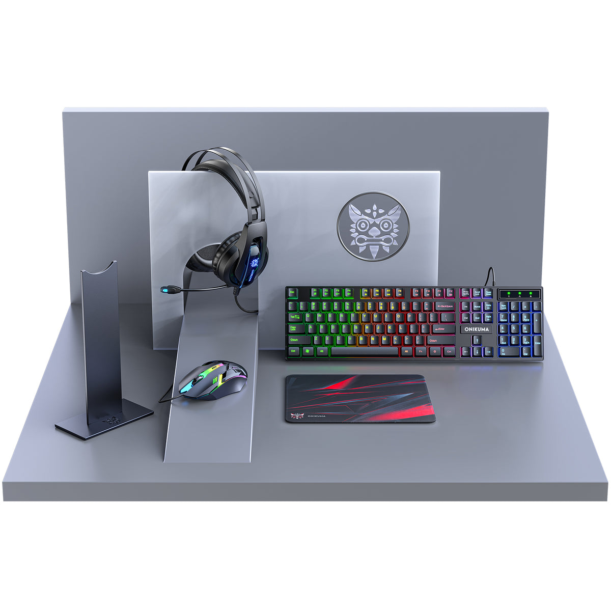navor 5 in 1 Gaming Headset, Keyboard, Mouse, Headset Stand, Mouse Pad Combo