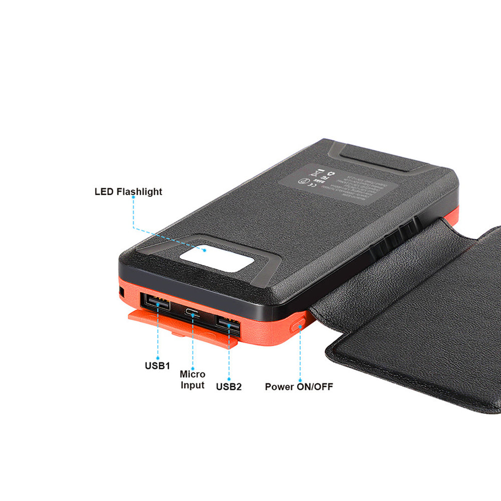 20000mAh Solar Portable Power Bank Dual 2.1A Outputs Waterproof External Battery Pack - NAVOR