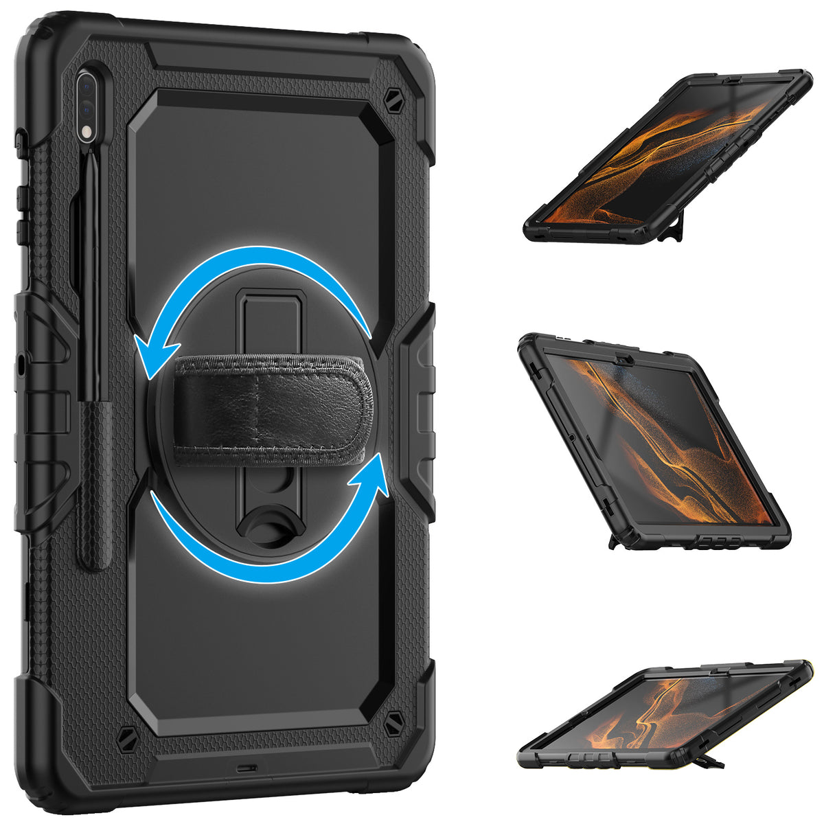 navor Tab S8 Plus (2022) / Tab S7 Plus  (2020) / Tab S7 FE (2021) 12.4-inch, 360 Kickstand Case [BLACK]