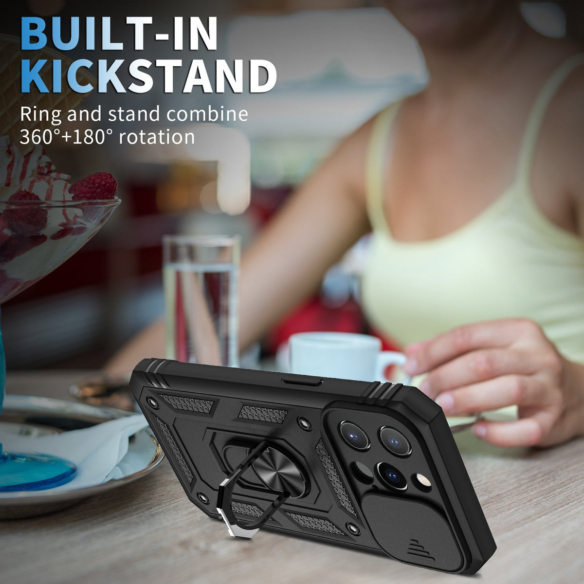 Universal Car Mount Military & Bumper Hard Case for iPhone 13 Pro 6.1 inches - NAVOR