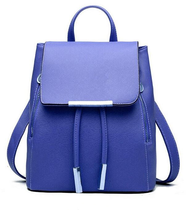 Blue leather backpack purse sale