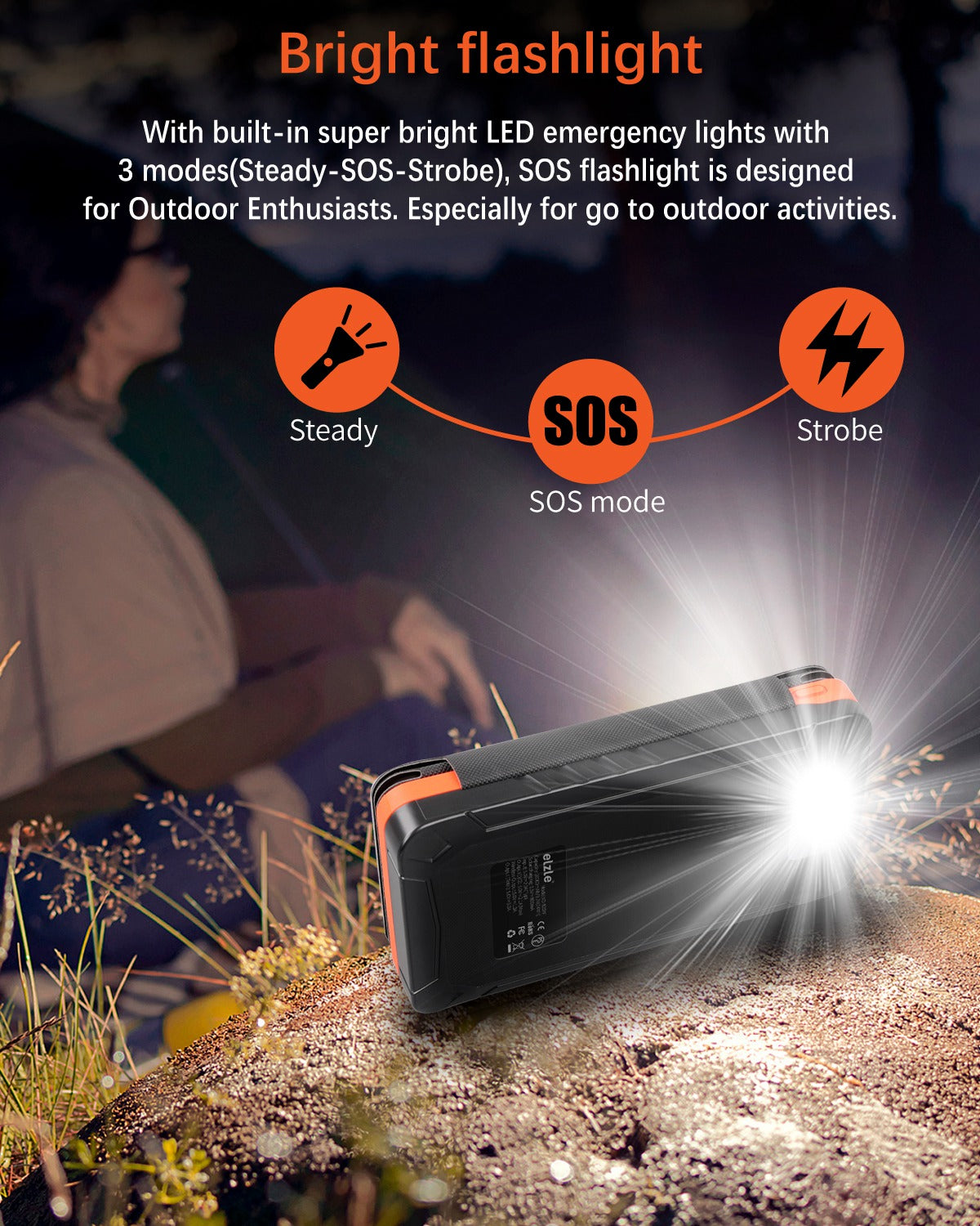 20000mAh Solar Portable Power Bank Dual 2.1A Outputs Waterproof External Battery Pack - NAVOR