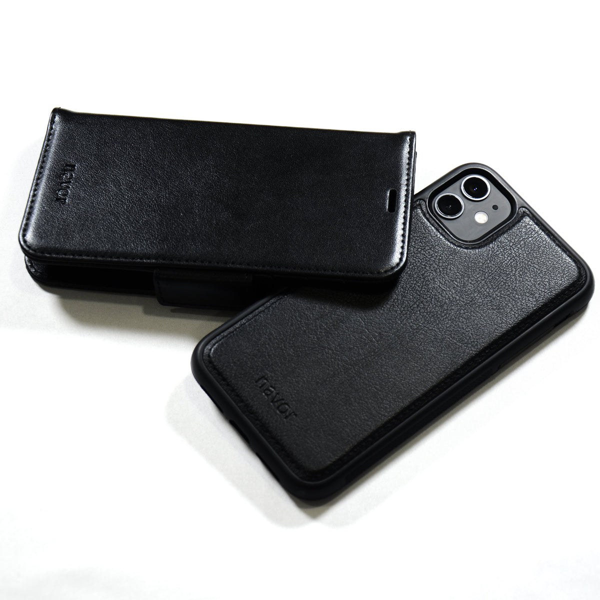 Navor Universal Car Mount & iPhone 12 / Pro PU Leather Wallet Case [Vajio Series] - NAVOR