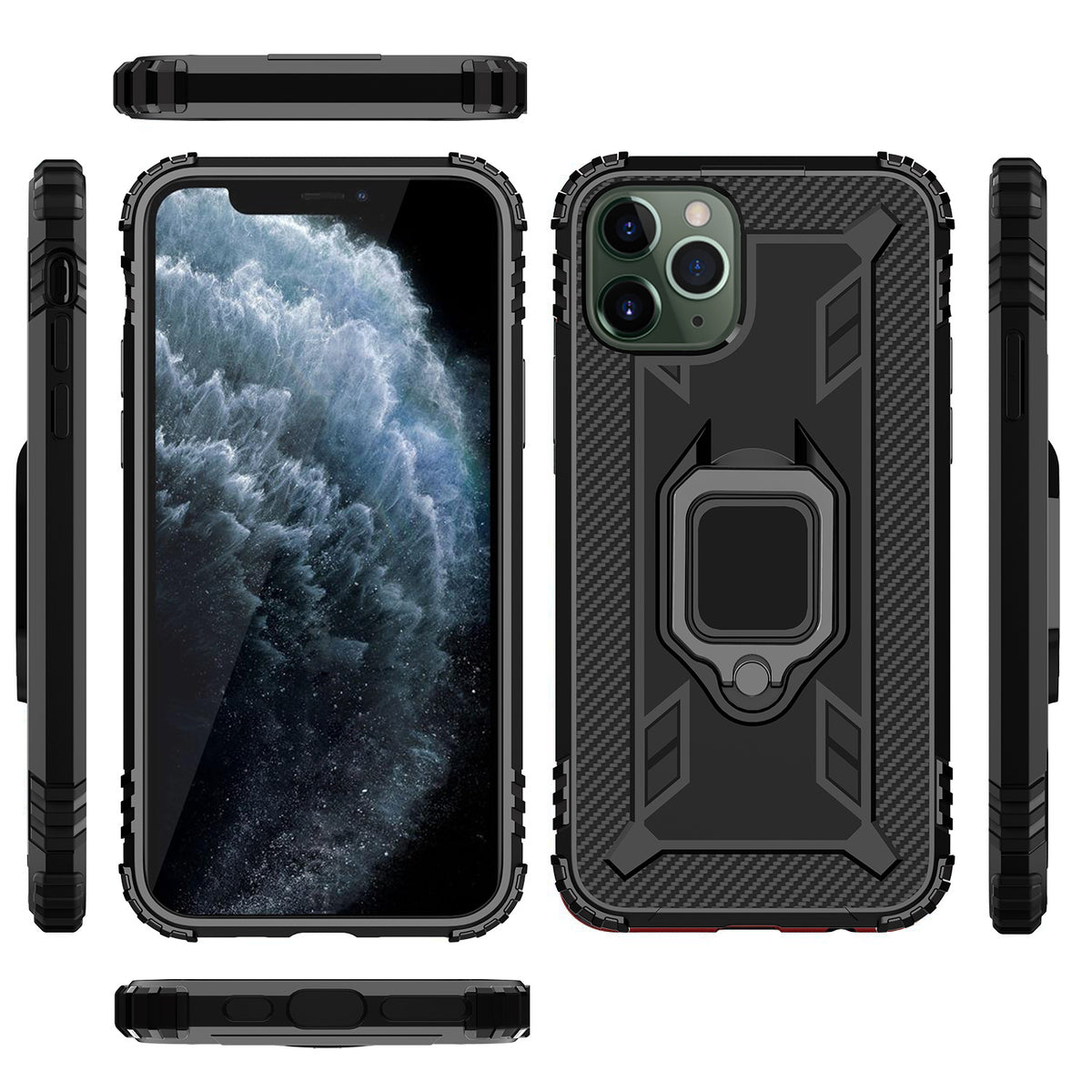 Navor Car Mount & Heavy Duty Dual Layer Reinforced Raised Screen Edge Case for iPhone 11 [6.1 inch] - NAVOR