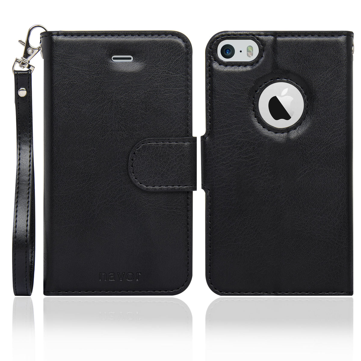 Navor JOOT-1L 2-in-1 Premium Wallet Case with Strong Magnetic Detachable Cover for iPhone 5/5S - NAVOR