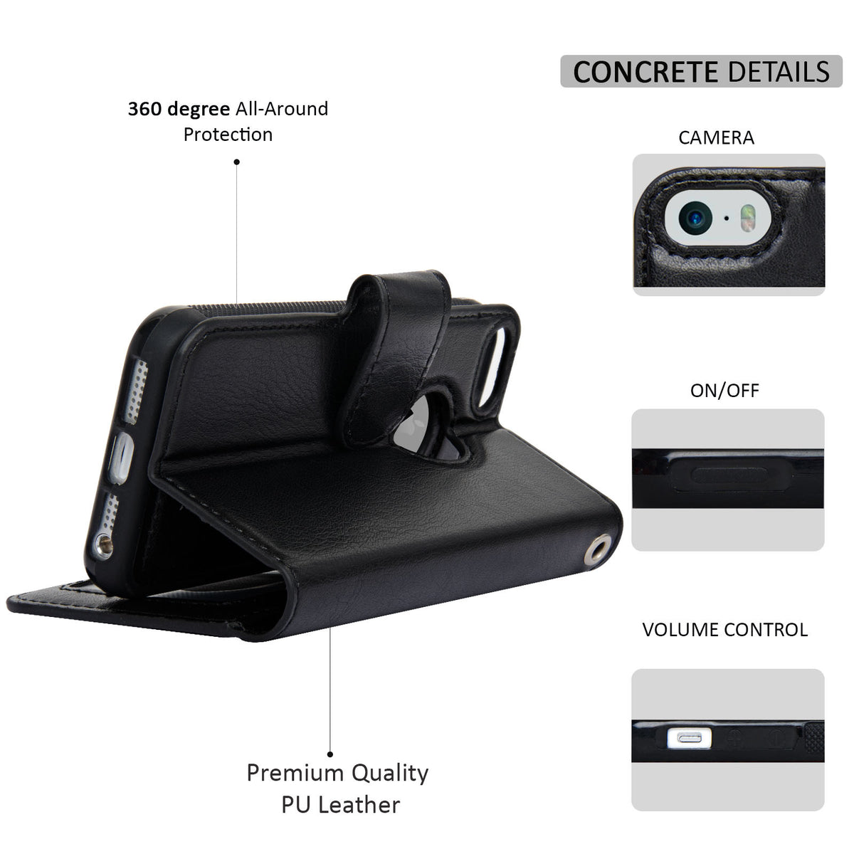 Navor JOOT-1L 2-in-1 Premium Wallet Case with Strong Magnetic Detachable Cover for iPhone 5/5S - NAVOR