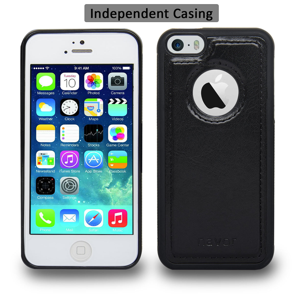 Navor JOOT-1L 2-in-1 Premium Wallet Case with Strong Magnetic Detachable Cover for iPhone 5/5S - NAVOR