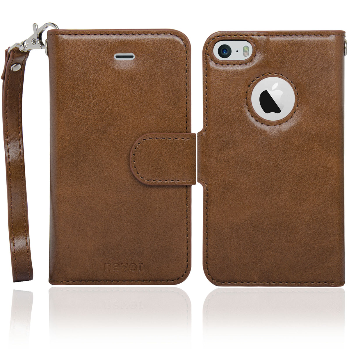 Navor JOOT-1L 2-in-1 Premium Wallet Case with Strong Magnetic Detachable Cover for iPhone 5/5S - NAVOR