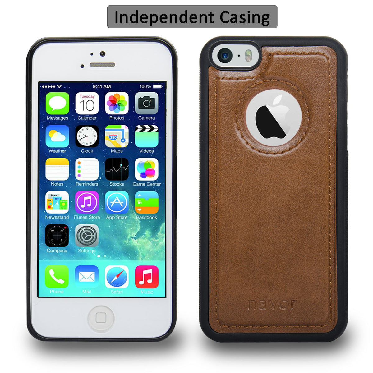 Navor JOOT-1L 2-in-1 Premium Wallet Case with Strong Magnetic Detachable Cover for iPhone 5/5S - NAVOR