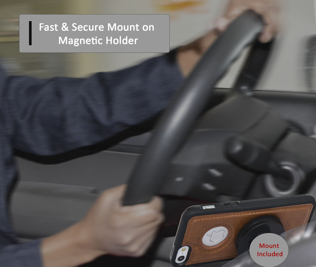 Navor Car Mount and iPhone 5 Detachable Magnetic Housing Wallet Case Cover for iPhone 5/5S - NAVOR
