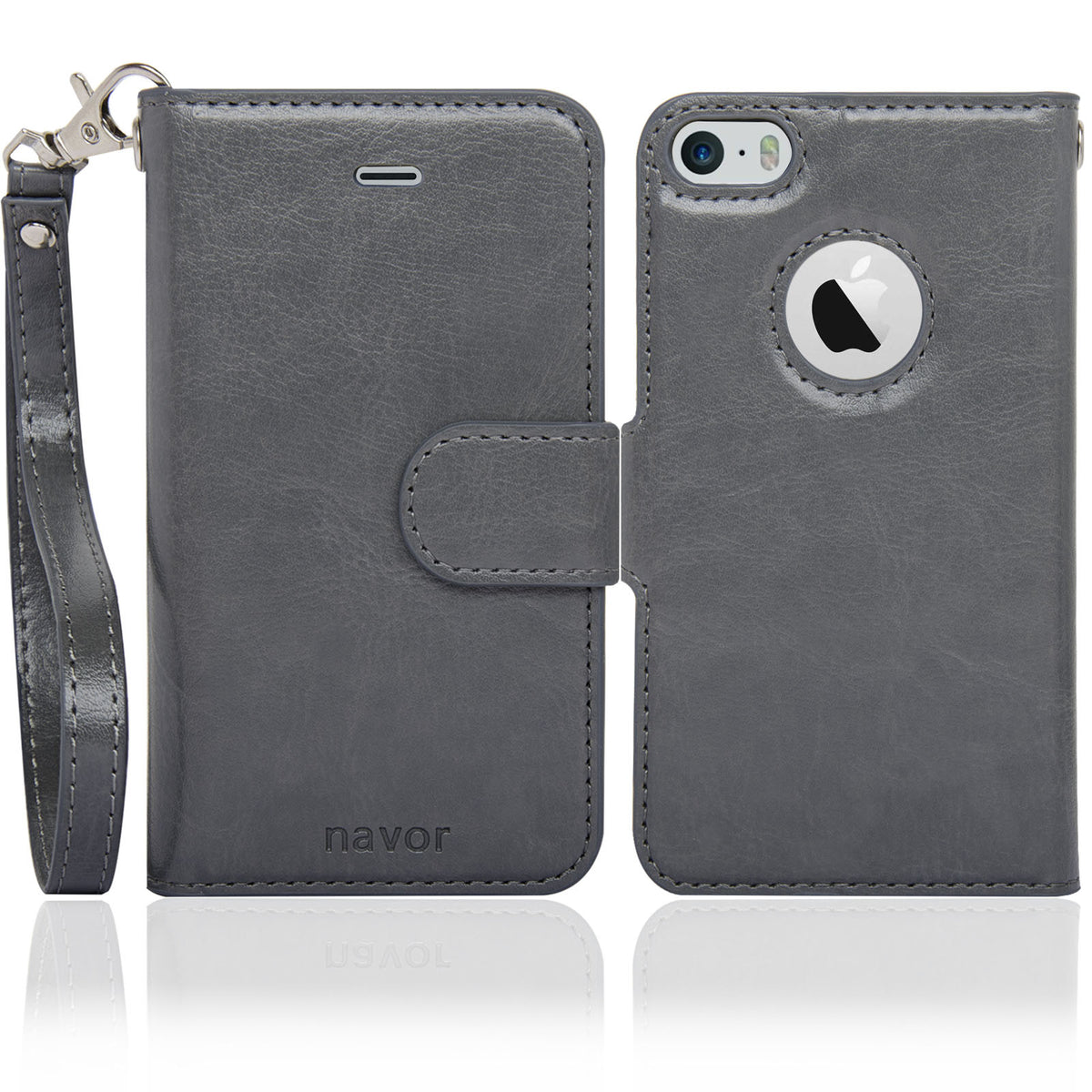 Navor JOOT-1L 2-in-1 Premium Wallet Case with Strong Magnetic Detachable Cover for iPhone 5/5S - NAVOR