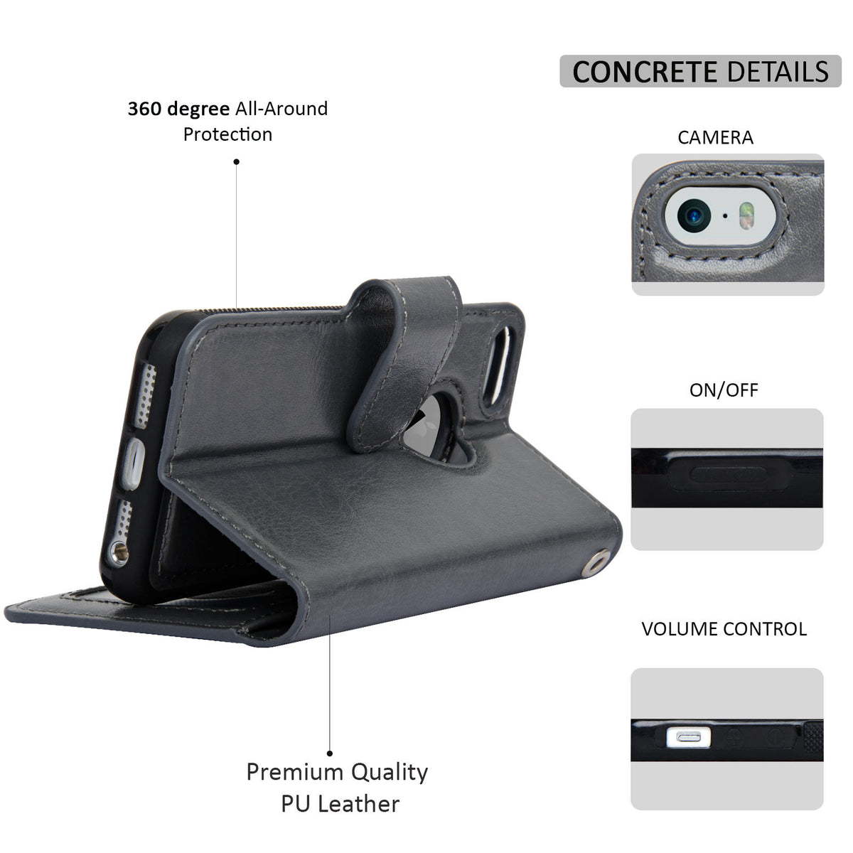 Navor JOOT-1L 2-in-1 Premium Wallet Case with Strong Magnetic Detachable Cover for iPhone 5/5S - NAVOR
