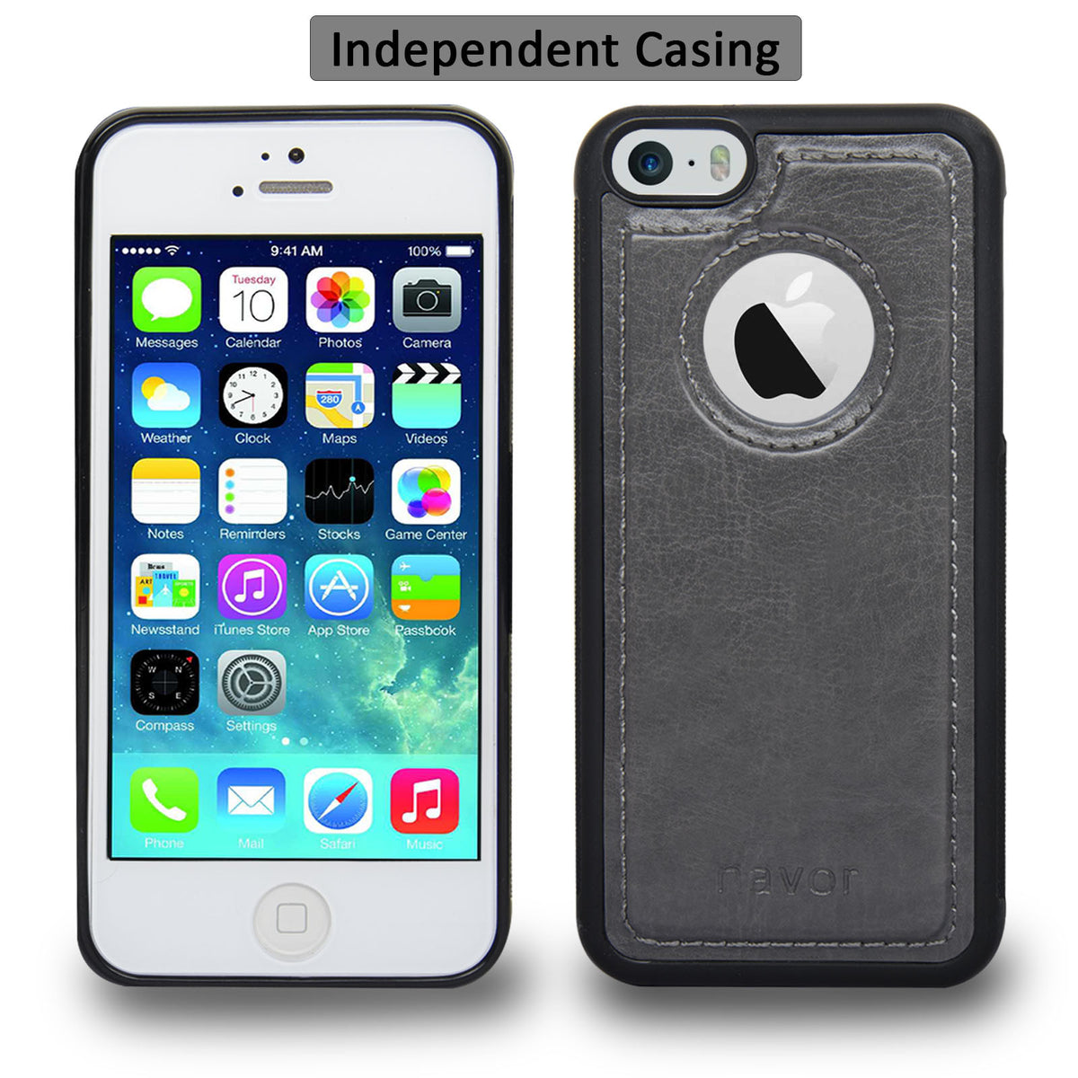 Navor JOOT-1L 2-in-1 Premium Wallet Case with Strong Magnetic Detachable Cover for iPhone 5/5S - NAVOR