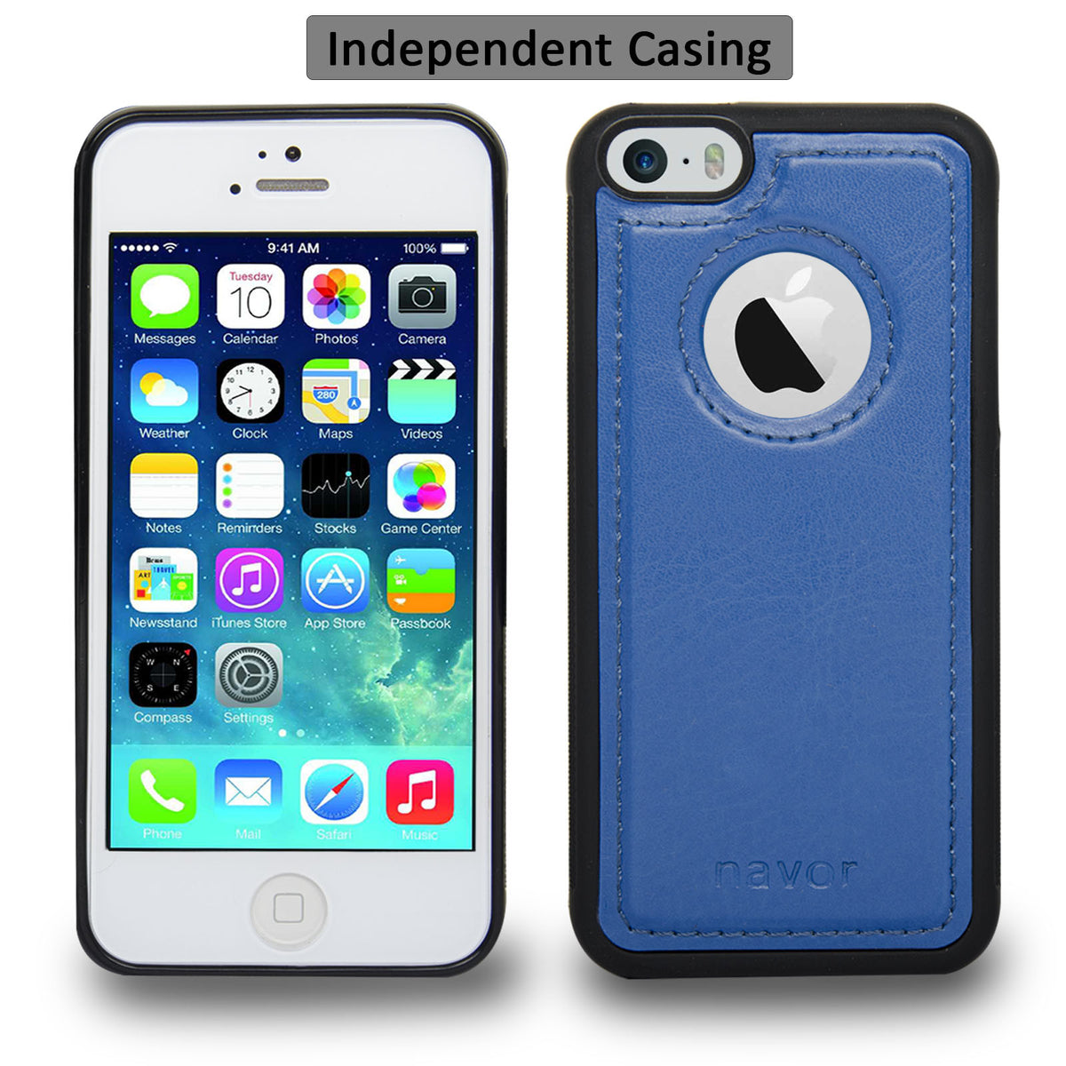 Navor JOOT-1L 2-in-1 Premium Wallet Case with Strong Magnetic Detachable Cover for iPhone 5/5S - NAVOR