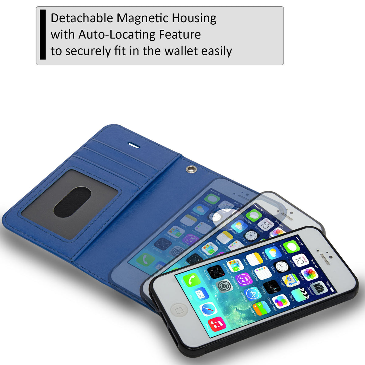 Navor JOOT-1L 2-in-1 Premium Wallet Case with Strong Magnetic Detachable Cover for iPhone 5/5S - NAVOR