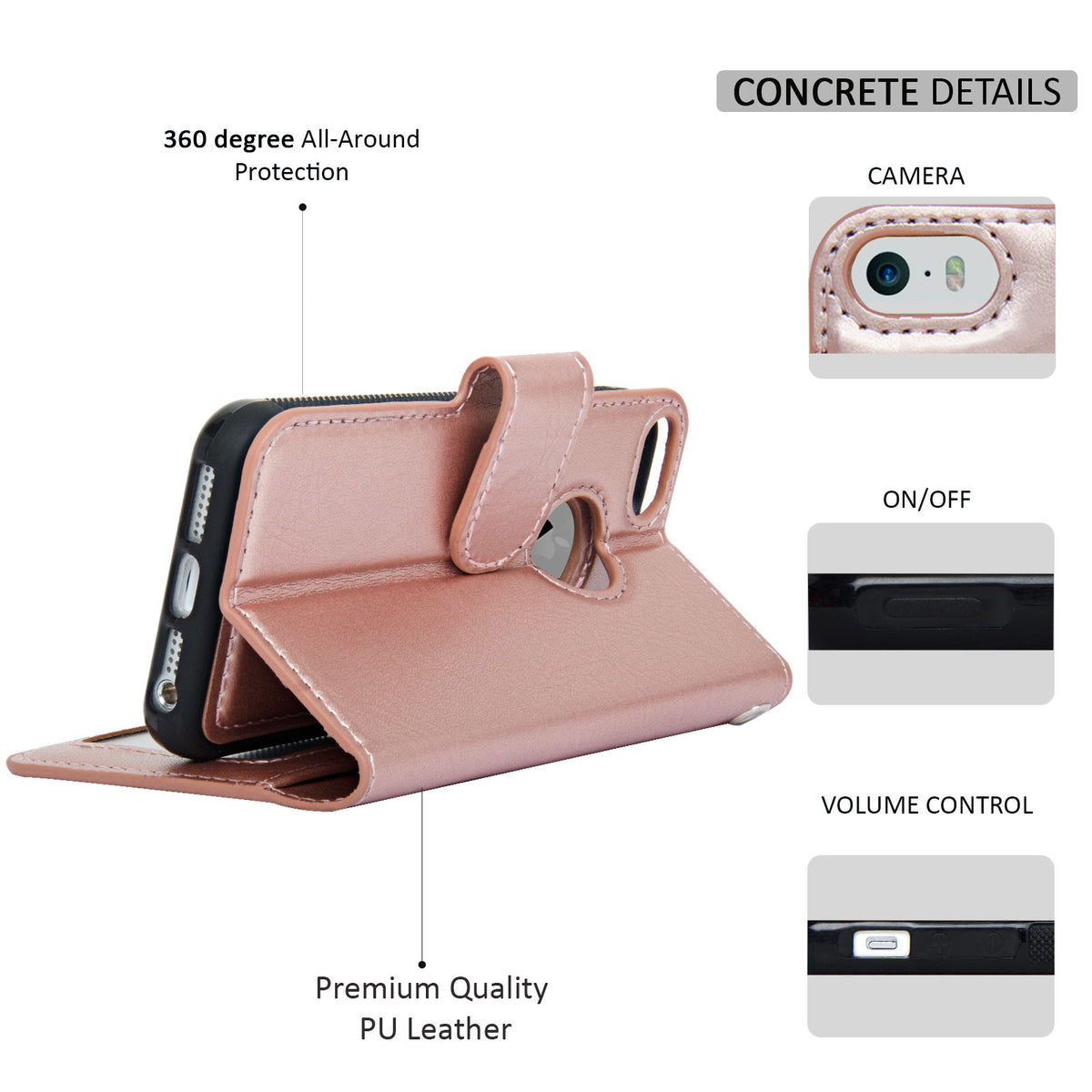 Navor JOOT-1L 2-in-1 Premium Wallet Case with Strong Magnetic Detachable Cover for iPhone 5/5S - NAVOR