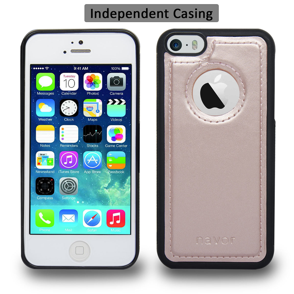 Navor JOOT-1L 2-in-1 Premium Wallet Case with Strong Magnetic Detachable Cover for iPhone 5/5S - NAVOR