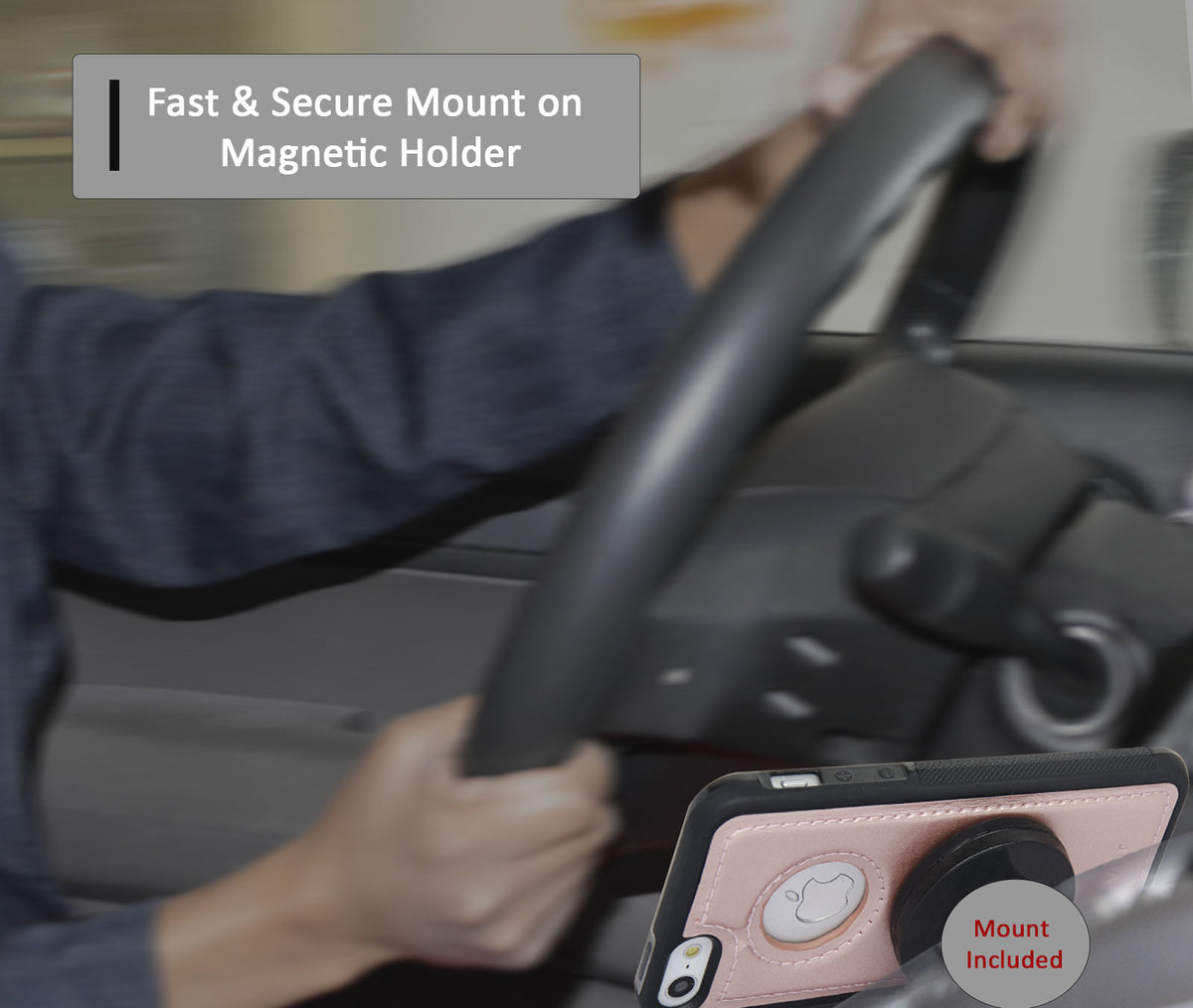 Navor Car Mount and iPhone 5 Detachable Magnetic Housing Wallet Case Cover for iPhone 5/5S - NAVOR