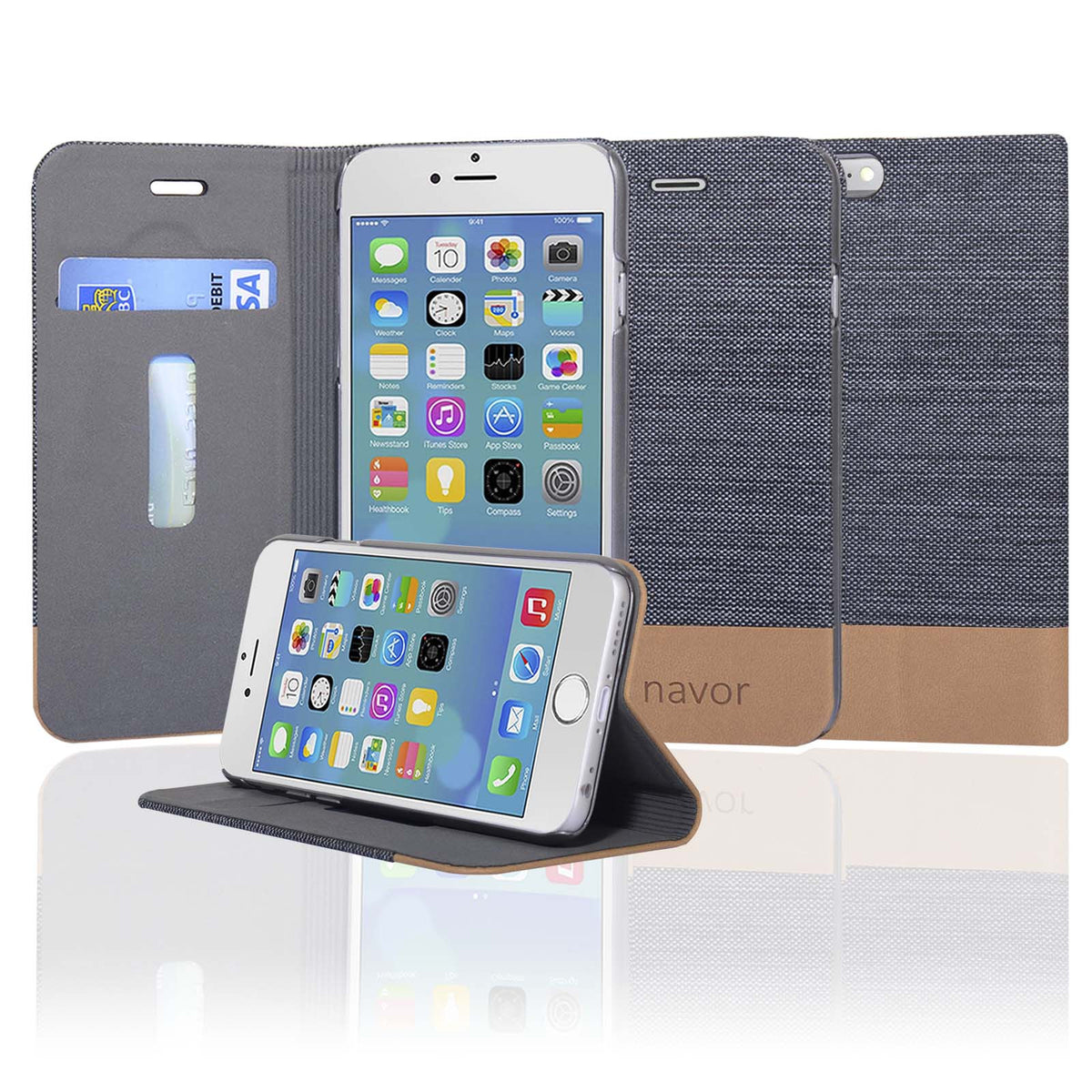 Navor Protective Cover Wallet Case with Ultra Slim and Thin Design for iPhone 6/6S[4.7 Inch]-IP6G17 - NAVOR