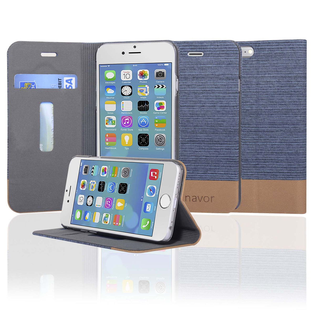 Navor Protective Cover Wallet Case with Ultra Slim and Thin Design for iPhone 6/6S[4.7 Inch]-IP6G17 - NAVOR