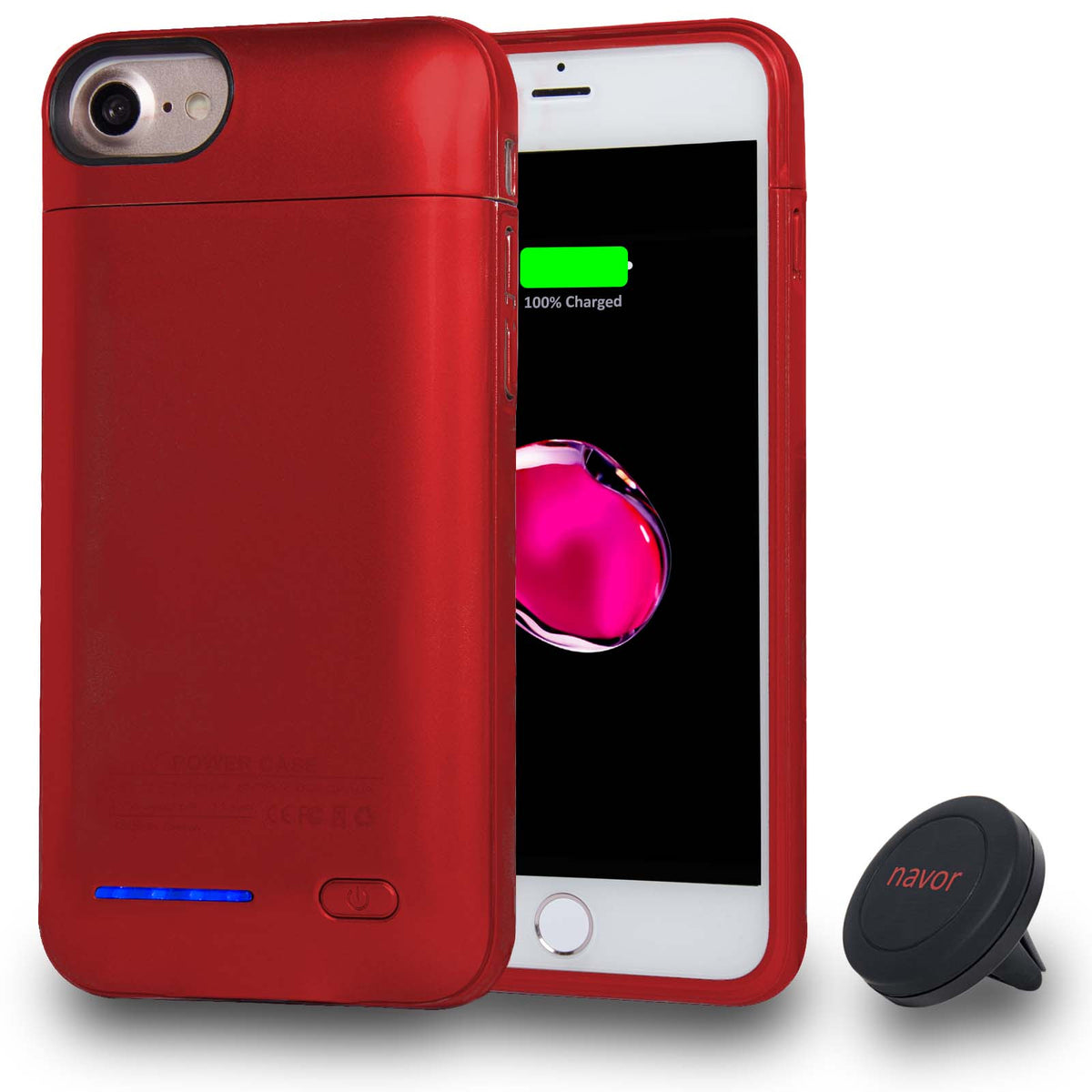 Navor Magnetic Extended Protective Battery Case 3000mAh for iPhone 6, 7, 8 & Car Holder - NAVOR