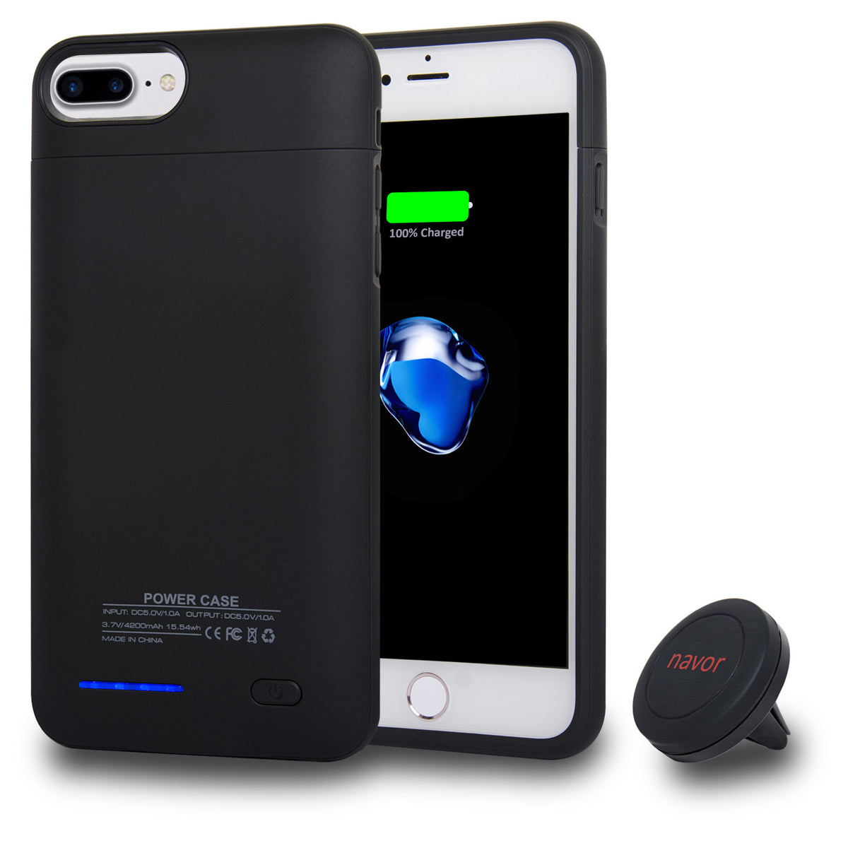Navor iPhone 6/6s Plus, 7Plus, 8 Plus Magnetic Battery Case, 4200mAh & Car Holder - NAVOR
