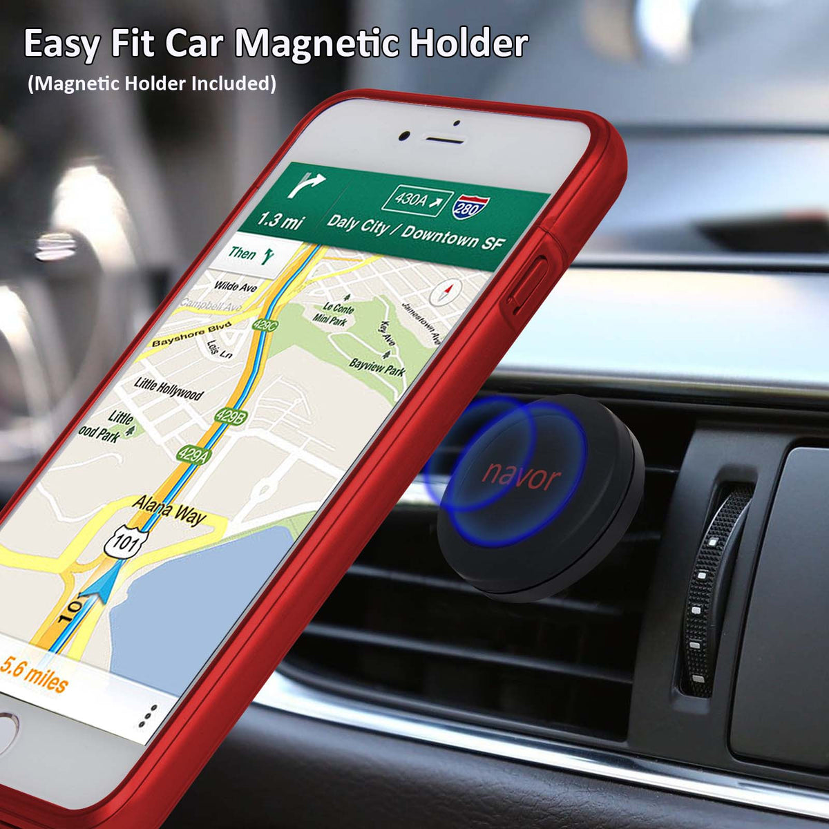 Navor iPhone 6/6s Plus, 7Plus, 8 Plus Magnetic Battery Case, 4200mAh & Car Holder - NAVOR