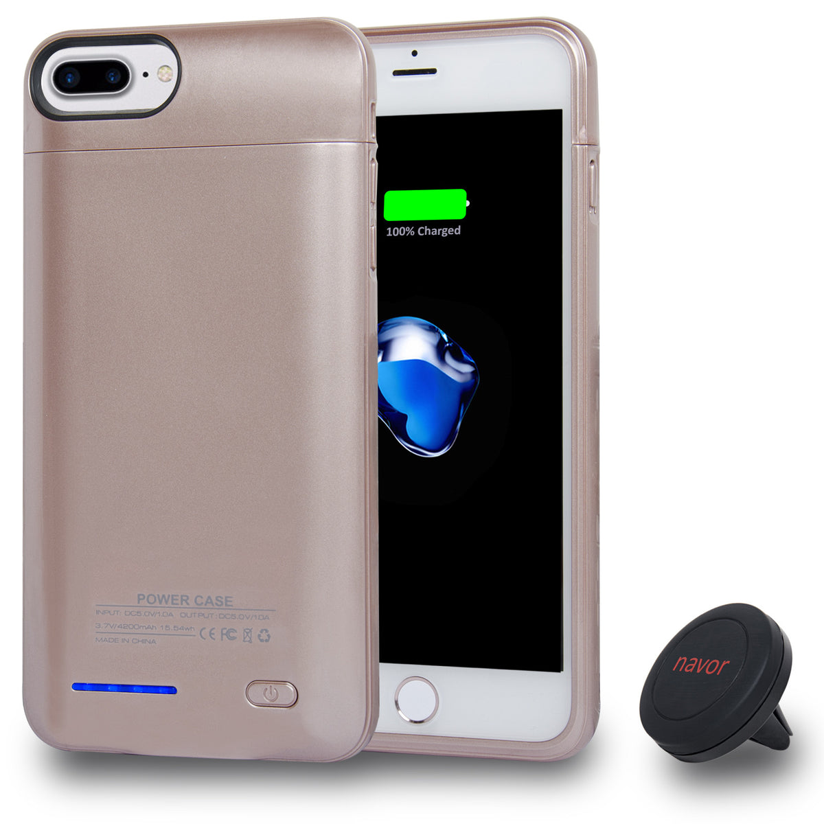 Navor iPhone 6/6s Plus, 7Plus, 8 Plus Magnetic Battery Case, 4200mAh & Car Holder - NAVOR