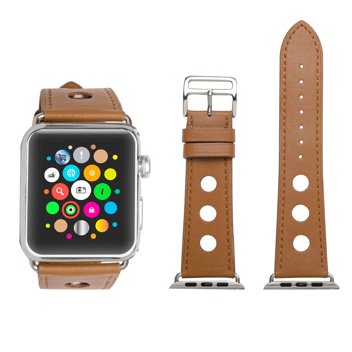 Navor Leather Replacement Band with Metal Clasp for Apple Watch 42 Series 1-2-3 - NAVOR