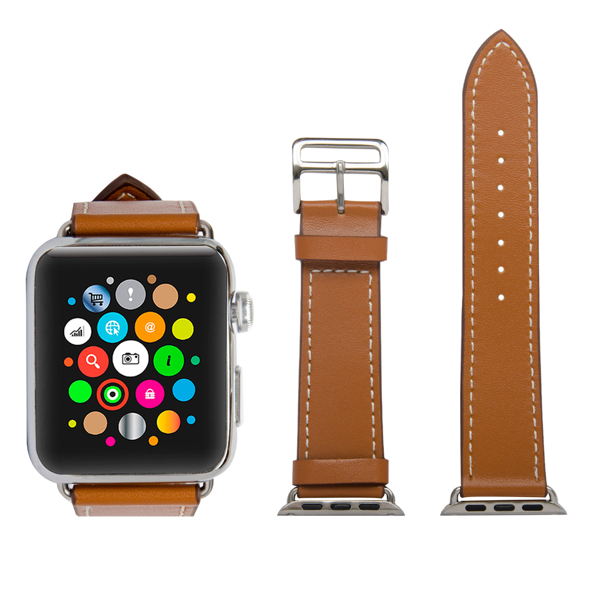 Navor Leather Replacement Band with Metal Clasp Compatible with Apple Watch Series 1-2-3 [IWB-35] - NAVOR