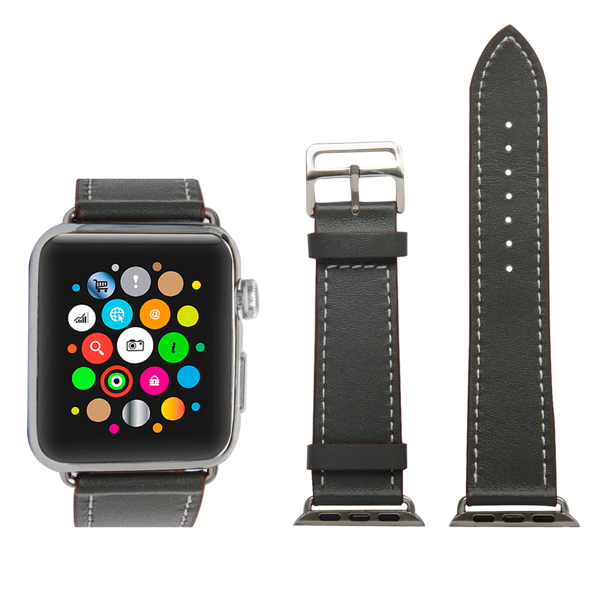 Navor Leather Replacement Band with Metal Clasp Compatible with Apple Watch Series 1-2-3 [IWB-35] - NAVOR