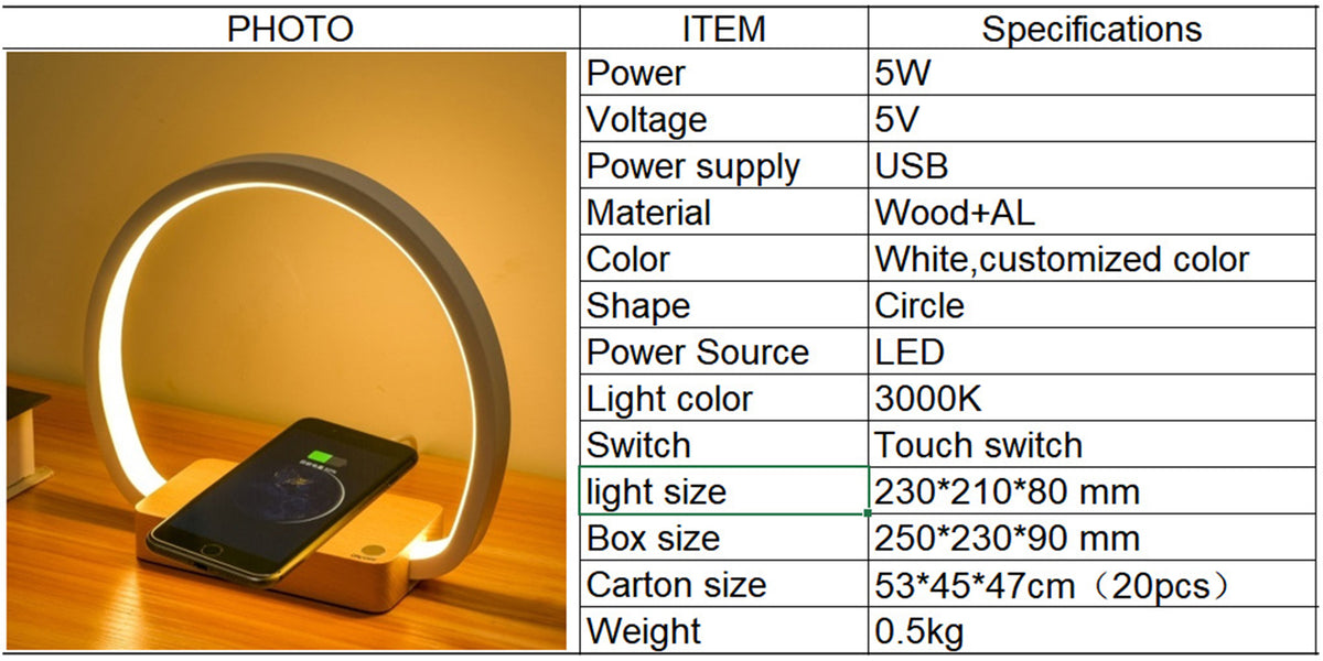 navor Bedside Lamp with Wireless Charger - NAVOR