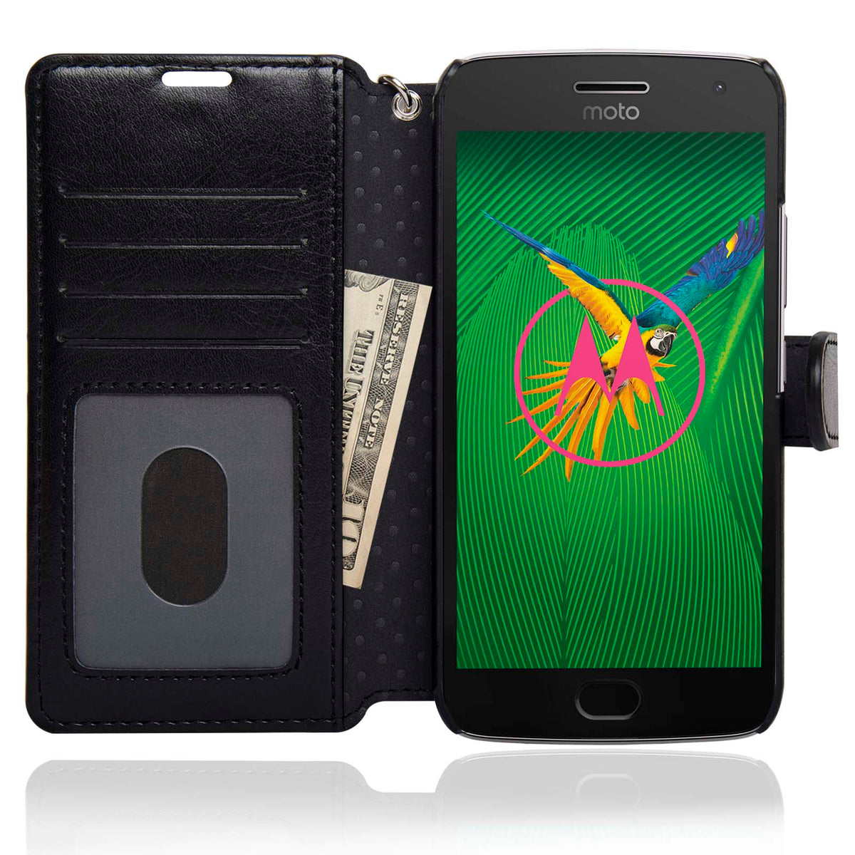 NAVOR Zevo Motorola Moto G5 Plus Wallet Case Slim Fit Light Premium Flip Cover with RFID Protection - NAVOR