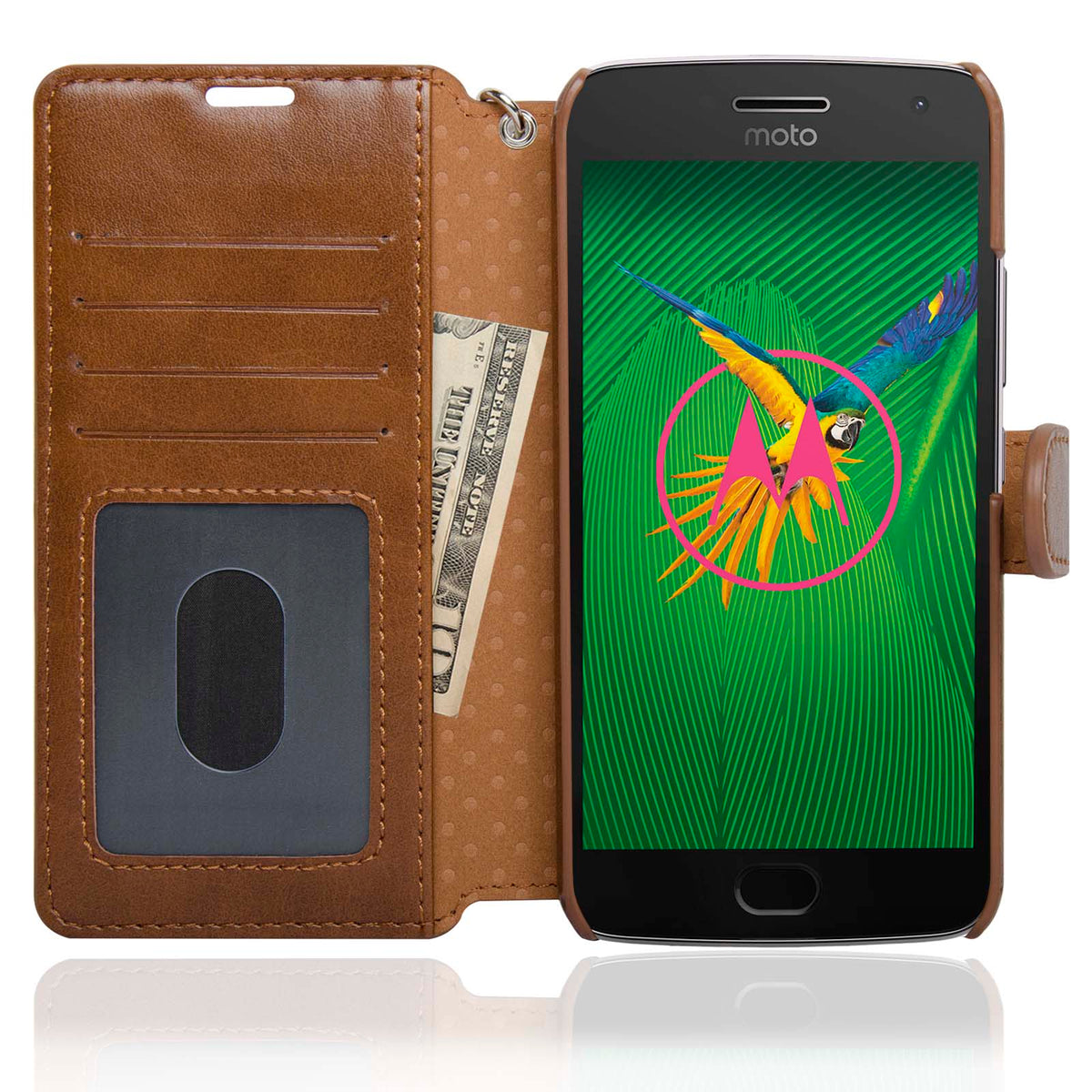 NAVOR Zevo Motorola Moto G5 Plus Wallet Case Slim Fit Light Premium Flip Cover with RFID Protection - NAVOR