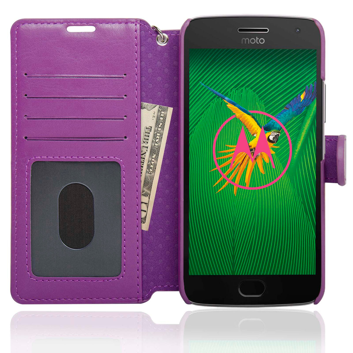 NAVOR Zevo Motorola Moto G5 Plus Wallet Case Slim Fit Light Premium Flip Cover with RFID Protection - NAVOR